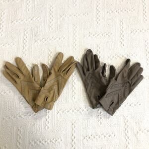 VTG 80s 90s Driving Gloves Bundle Isotoner Aris Stretch One Size Tan Gray Retro